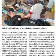 Article midi libre 23 avril 2023 don de sang menace a cazedarnes