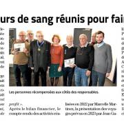 Article midi libre assemblee generale donneurs de sang montady 29 janvier 2023