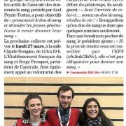 Article midi libre jeunes benevoles collecte de sang montady 27 mars 2023