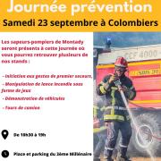 Affiche journee prevention colombiers pompiers de montady 23 09 2023