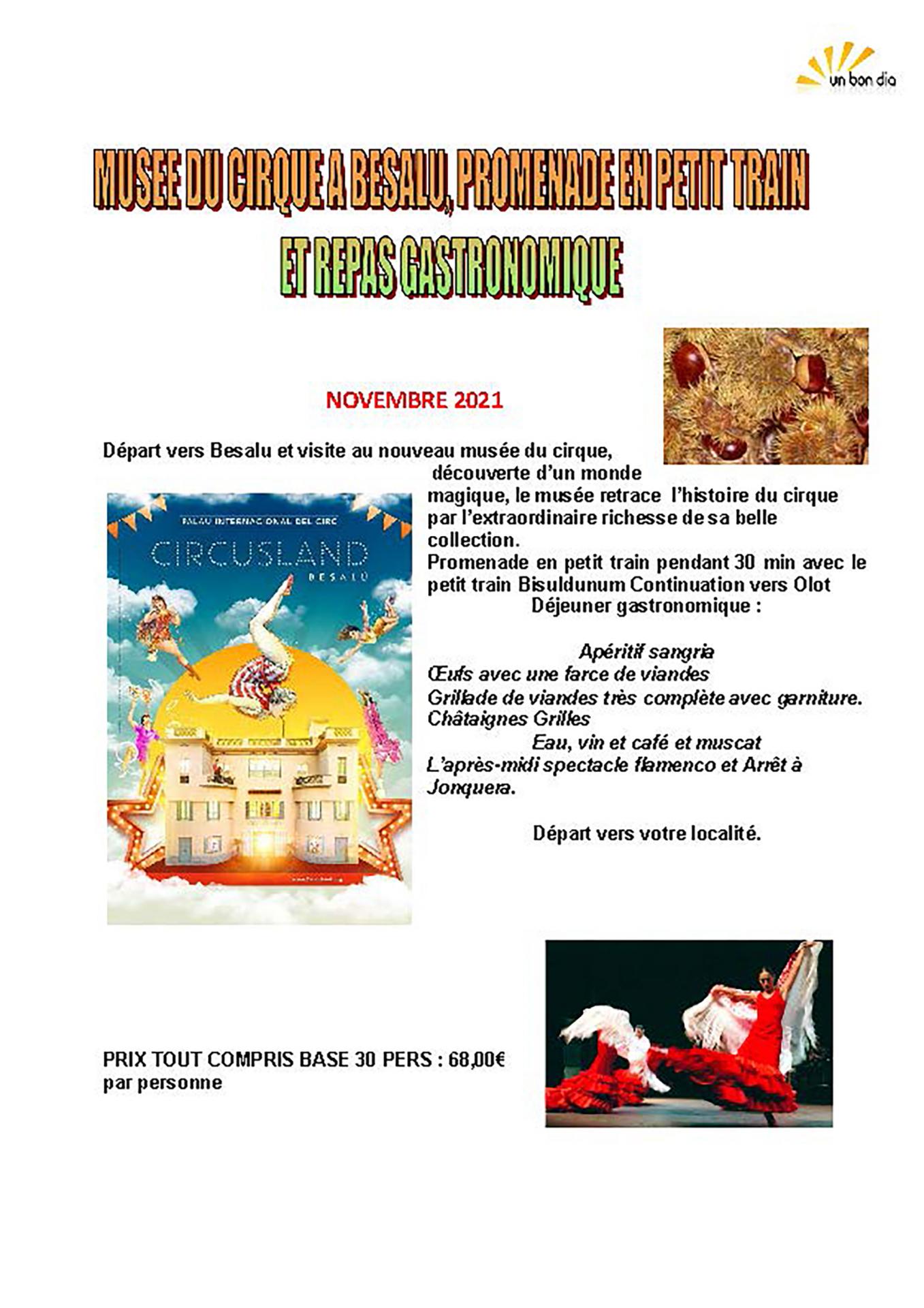 Affiche sortie musee du cirque besalu 23 11 2021