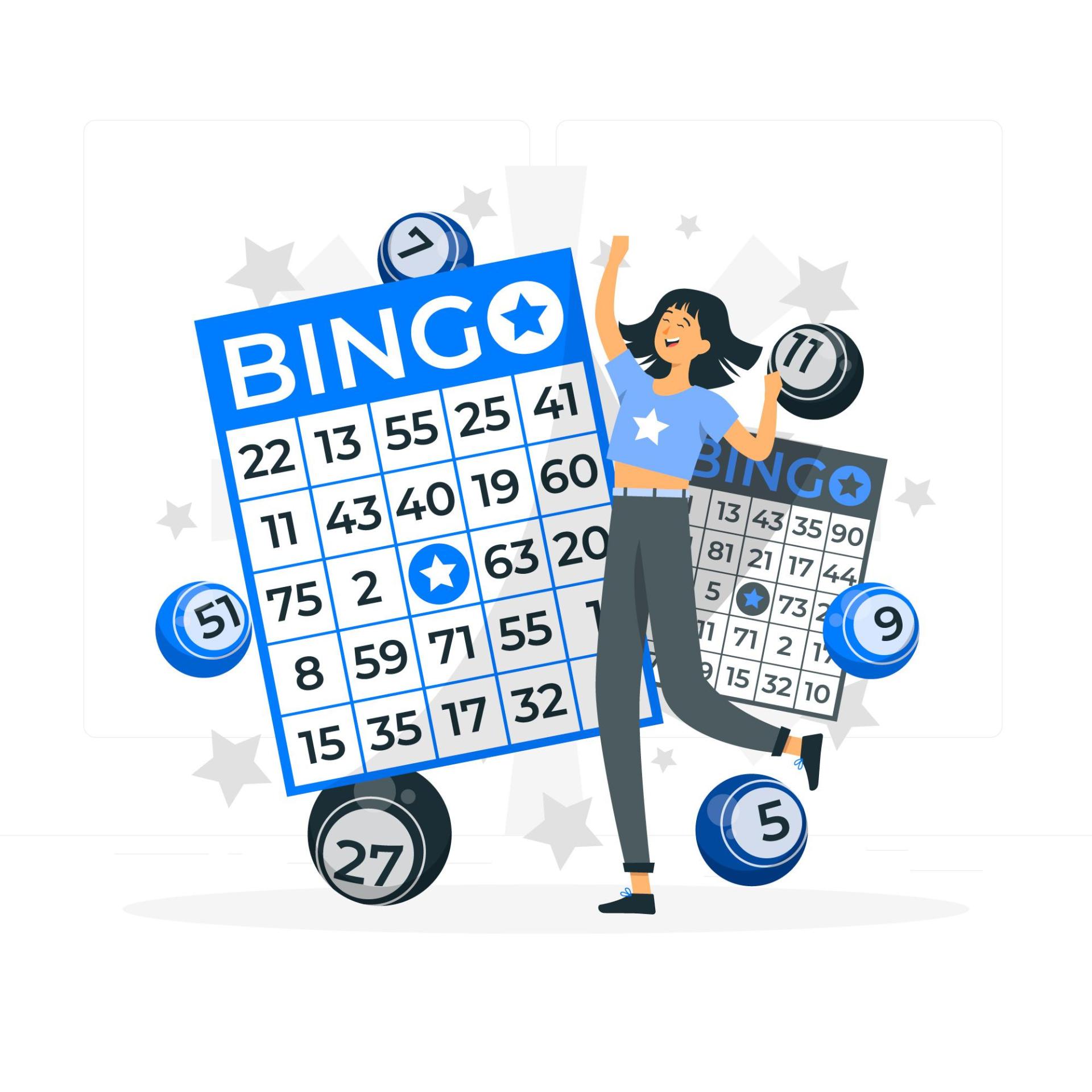 Illustration femme souriante avec grille du bingo