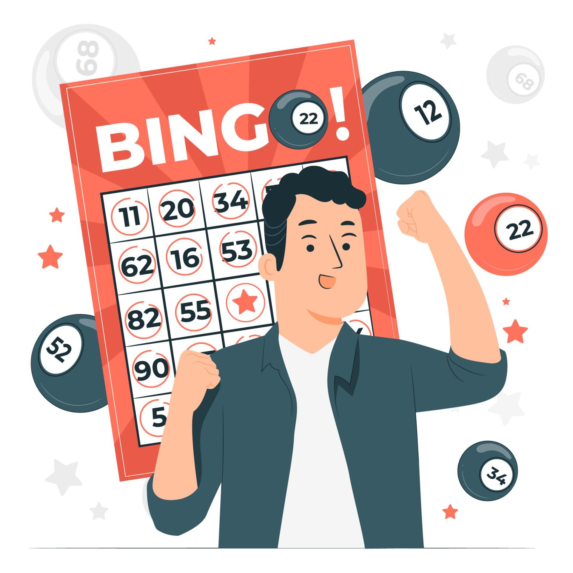 Illustration homme ravi avec grille bingo