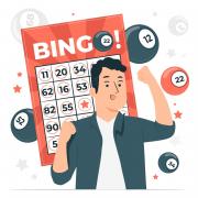 Illustration homme ravi avec grille bingo