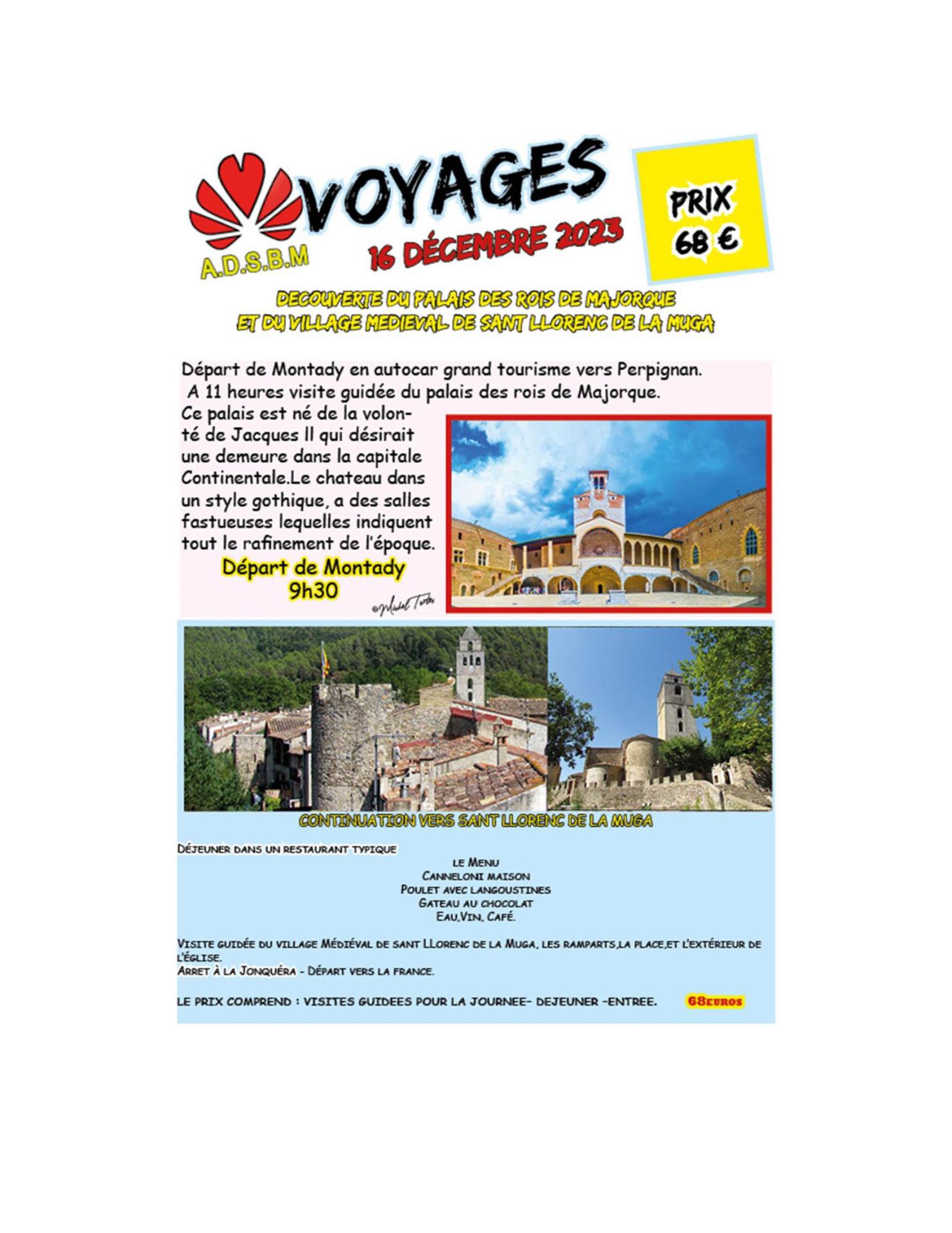 Programme voyage perpignan adsbm 16 decembre 2023